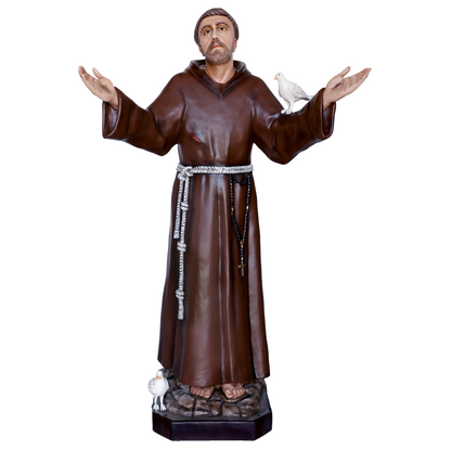 Statua San Francesco d'Assisi Braccia Aperte 175 cm in Vetroresina