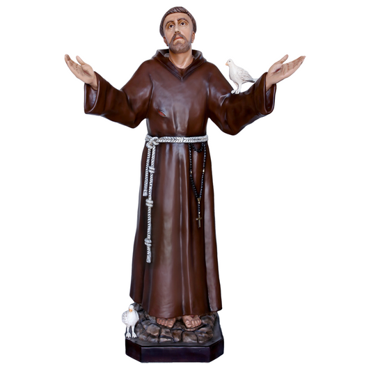 Statua San Francesco d'Assisi Braccia Aperte 175 cm in Vetroresina