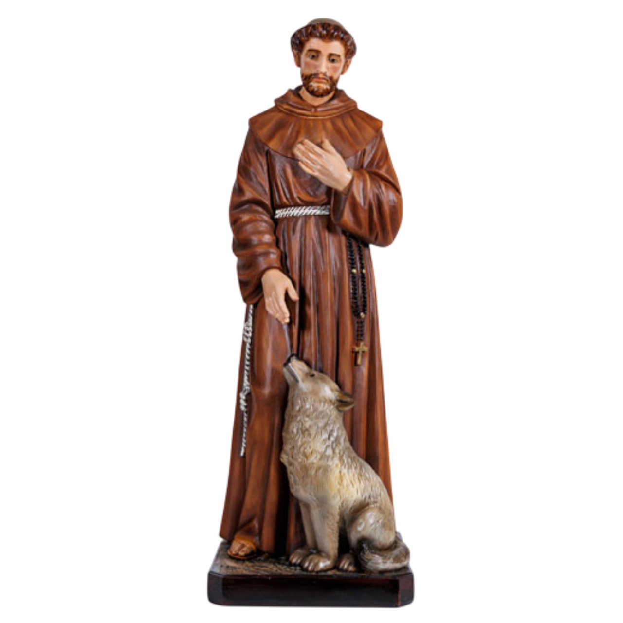 Statua San Francesco d'Assisi con Lupo 40 cm in Resina