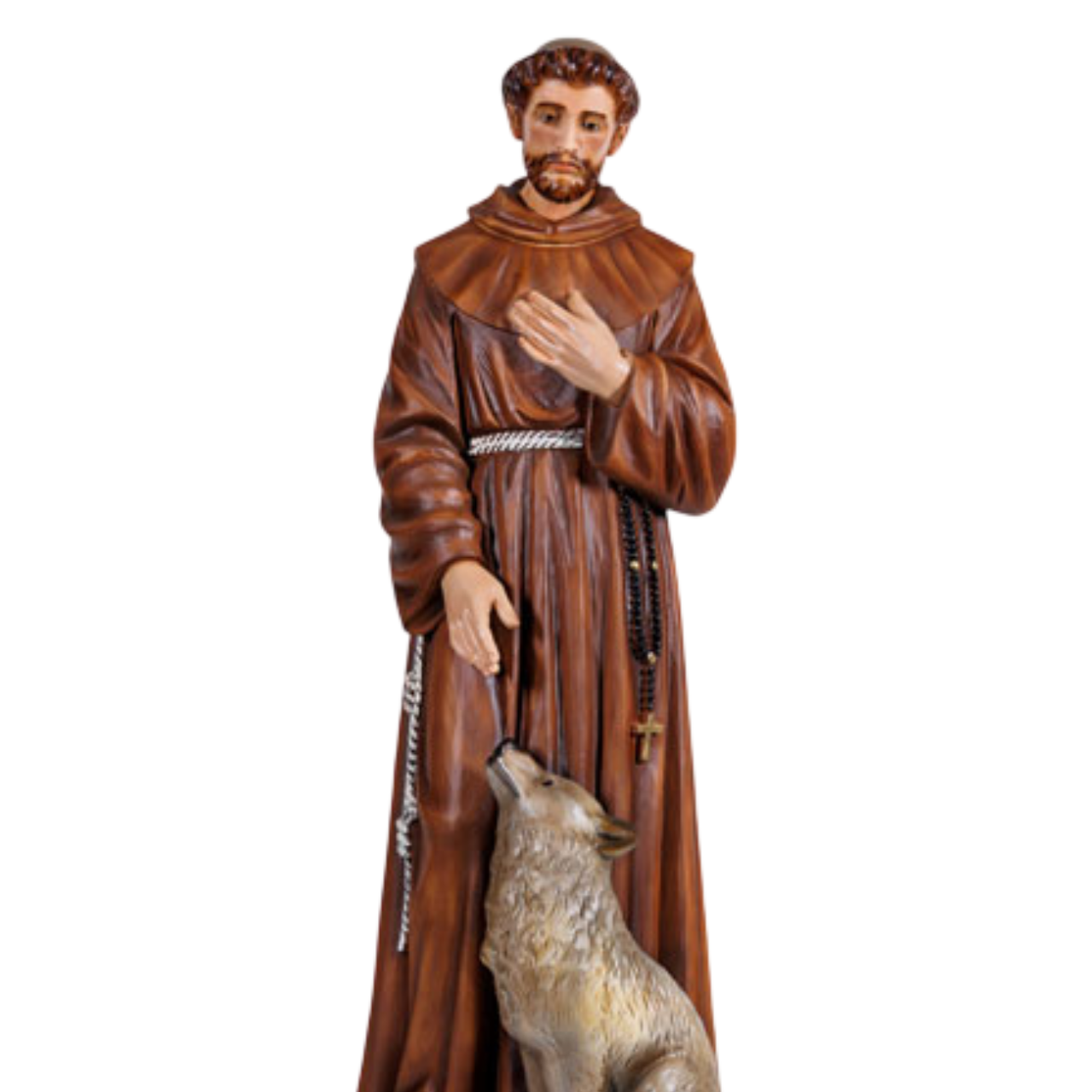 Statua San Francesco d'Assisi con Lupo 40 cm in Resina