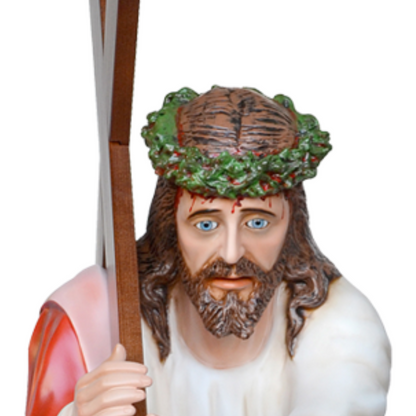 Statua Gesù Cadente con Croce 127 cm in Vetroresina