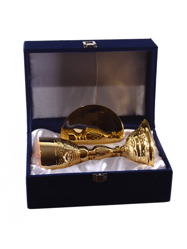 Calice e Patena in Ottone Dorato con Custodia