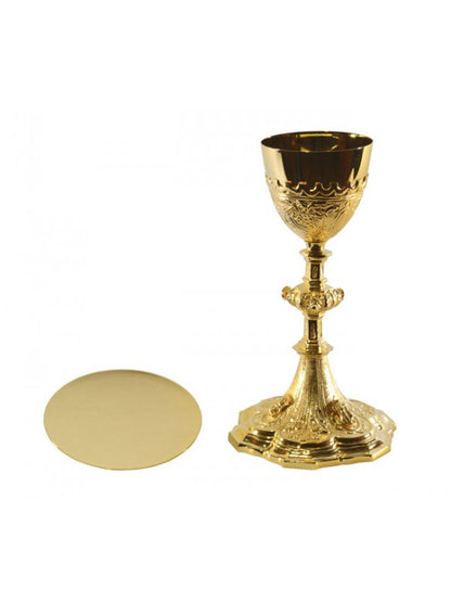 Calice e Patena in Ottone Dorato con Custodia