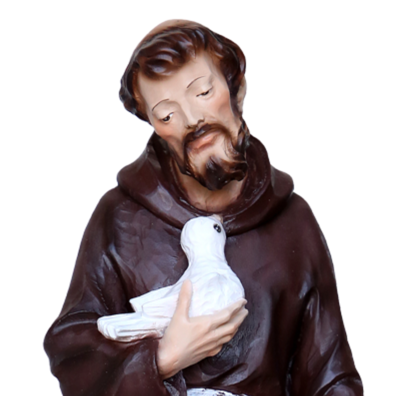 Statua San Francesco d'Assisi con Lupo 30 cm in Resina Piena