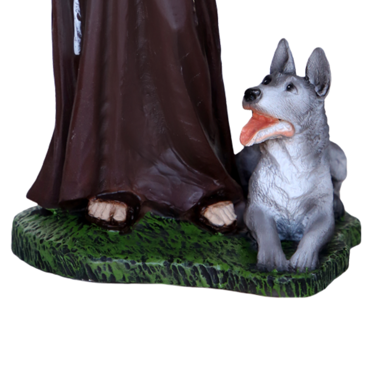 Statua San Francesco d'Assisi con Lupo 30 cm in Resina Piena