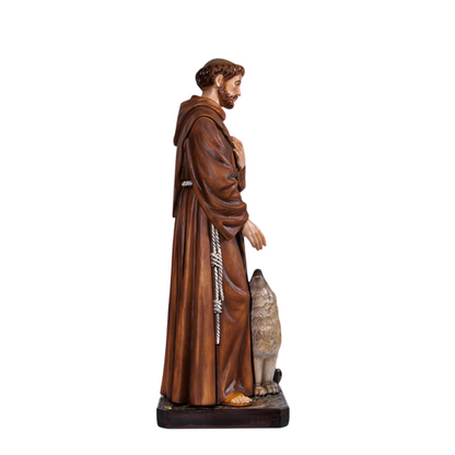 Statua San Francesco d'Assisi con Lupo 80 cm in Resina