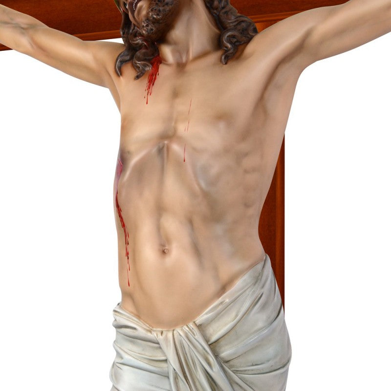 Crocifisso Croce in Legno 360 x 180 con Cristo 180 cm da Appendere in Vetroresina
