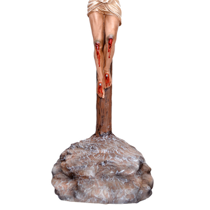 Crocifisso Croce con Base da Appoggio 50 x 27 cm in Resina Piena