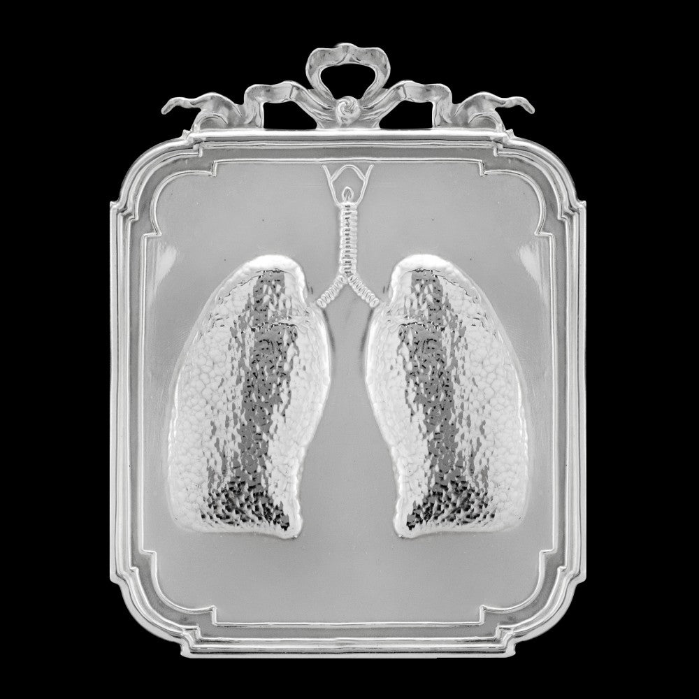 Ex Voto in Metallo per Grazia Ricevuta Polmoni 12 x 9 Centimetri