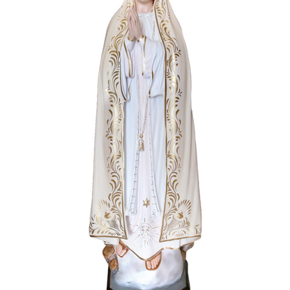 Statua Madonna Fatima Decoro Ricco 120 cm in Vetroresina
