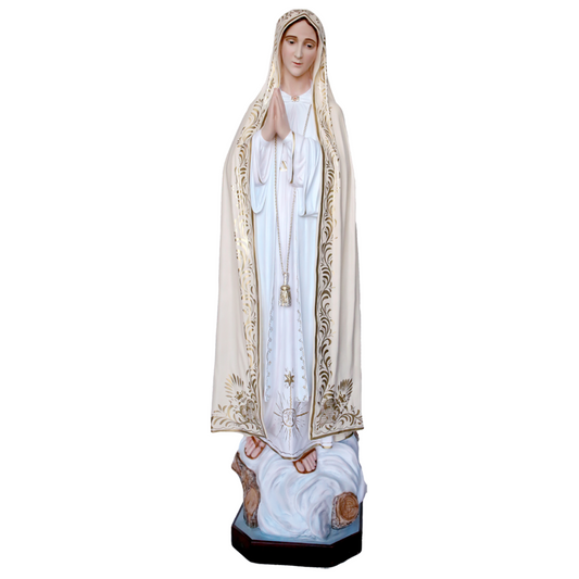 Statua Madonna Fatima Decoro Ricco 160 cm in Vetroresina