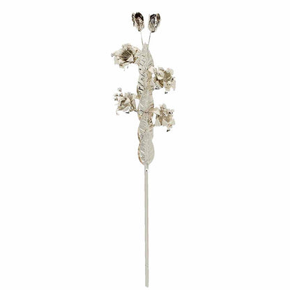 Giglio in Ottone con Foglie e Fiori 20 cm Finitura Argentata