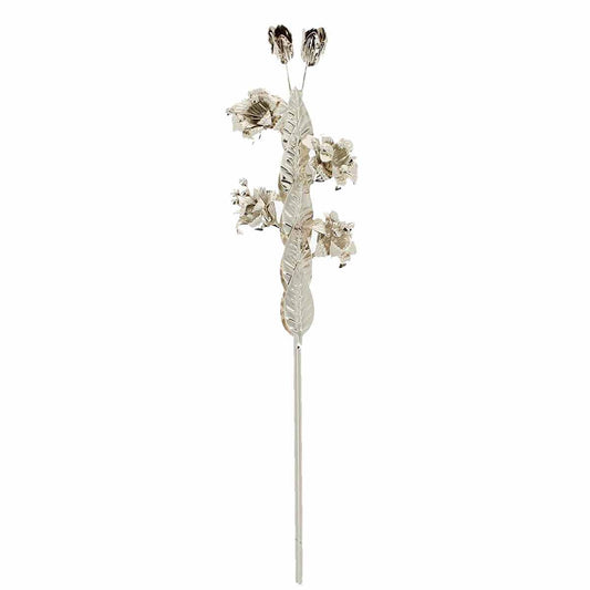 Giglio in Ottone con Foglie e Fiori 20 cm Finitura Argentata