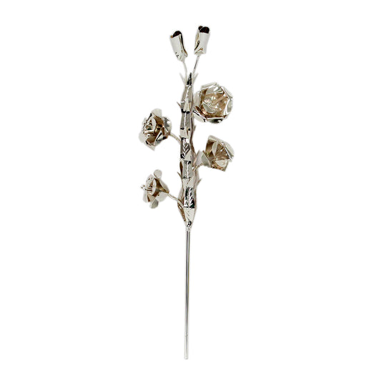 Giglio in Ottone con Foglie e Fiori 40 cm Finitura Argentata