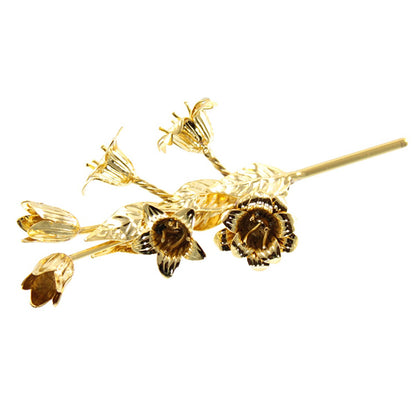Giglio in Ottone con Foglie e Fiori 10 cm Finitura Dorata