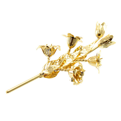Giglio in Ottone con Foglie e Fiori 10 cm Finitura Dorata