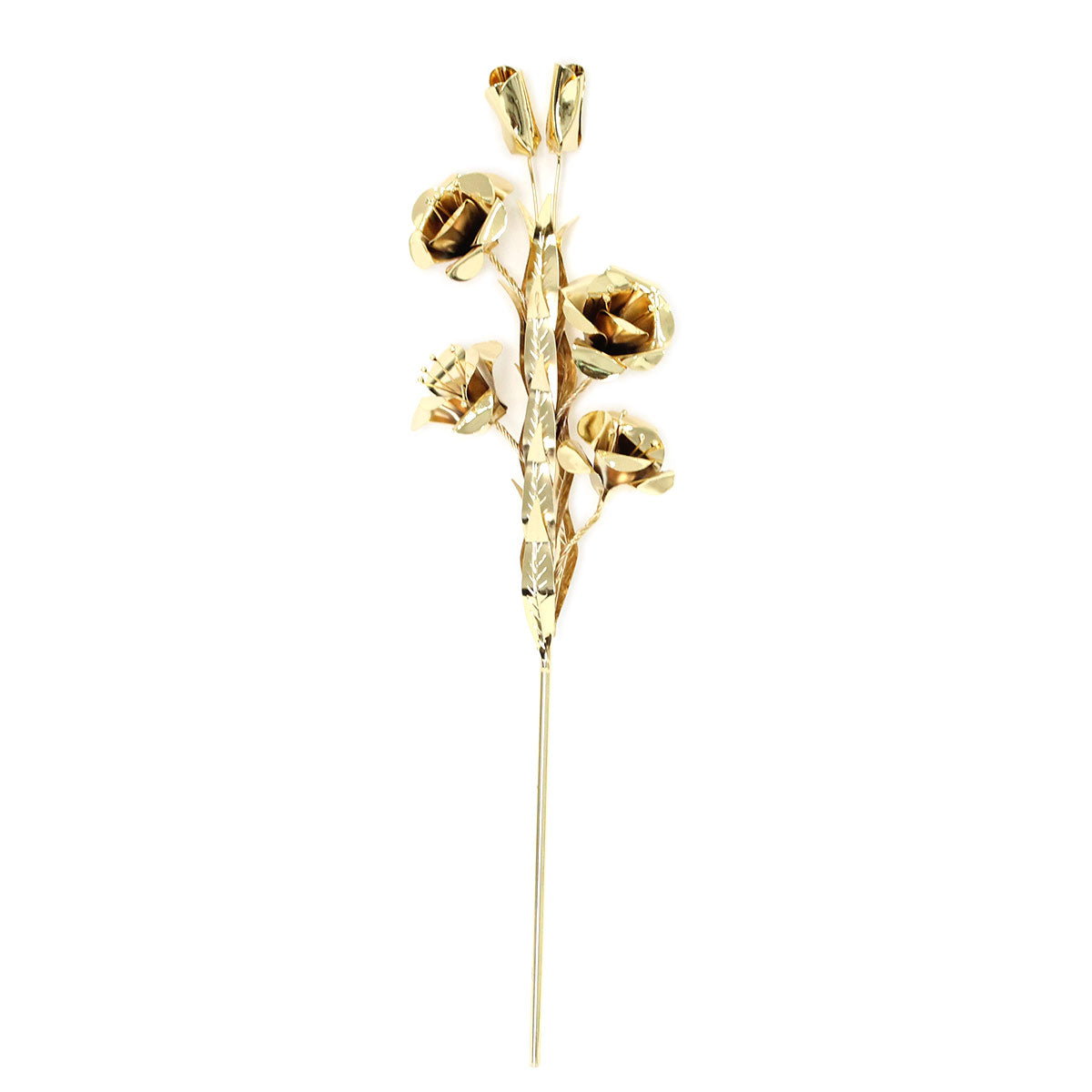 Giglio in Ottone con Foglie e Fiori 40 cm Finitura Dorata