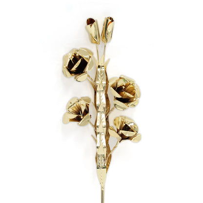 Giglio in Ottone con Foglie e Fiori 40 cm Finitura Dorata