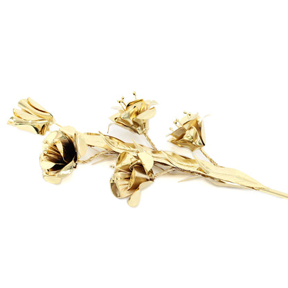 Giglio in Ottone con Foglie e Fiori 40 cm Finitura Dorata