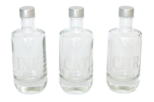 Tris di Bottigliette per Olio Santo in Cristallo