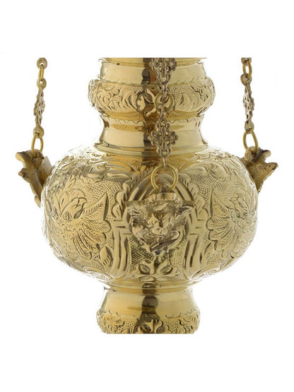 Lampada a Sospensione per Liturgia in Ottone Dorato