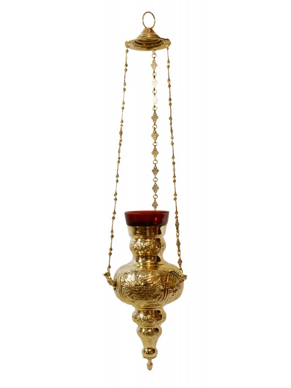 Lampada a Sospensione per Liturgia in Ottone Dorato