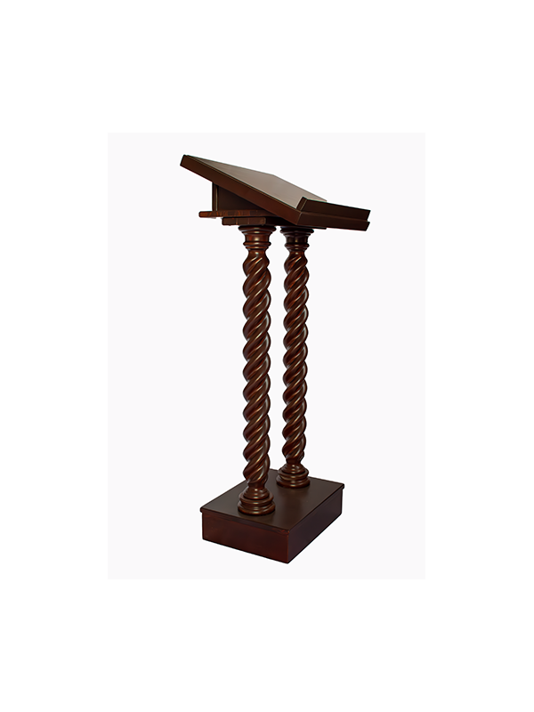 Leggio a Due Colonne in Legno Noce Altezza 130 Centimetri