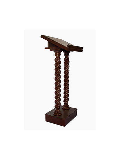 Leggio a Due Colonne in Legno Noce Altezza 130 Centimetri