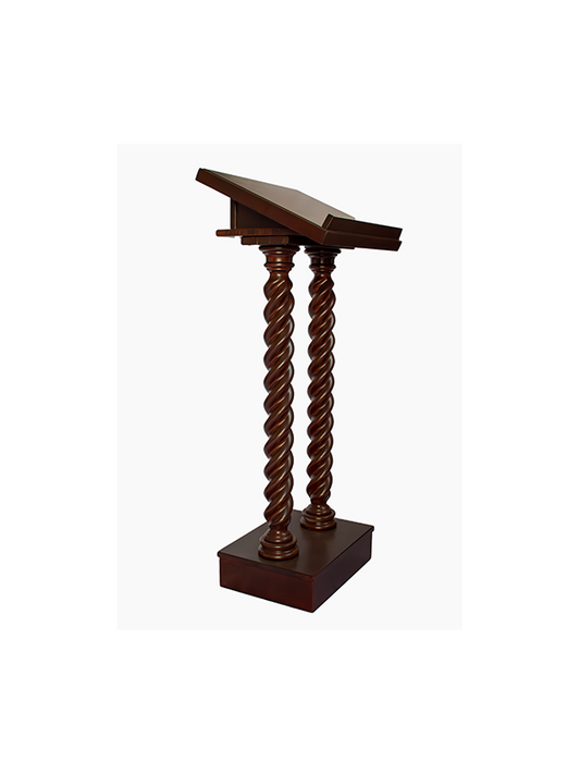 Leggio a Due Colonne in Legno Noce Altezza 130 Centimetri