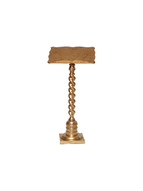 Leggio a Colonna in Legno Foglia Oro Altezza 130 Centimetri
