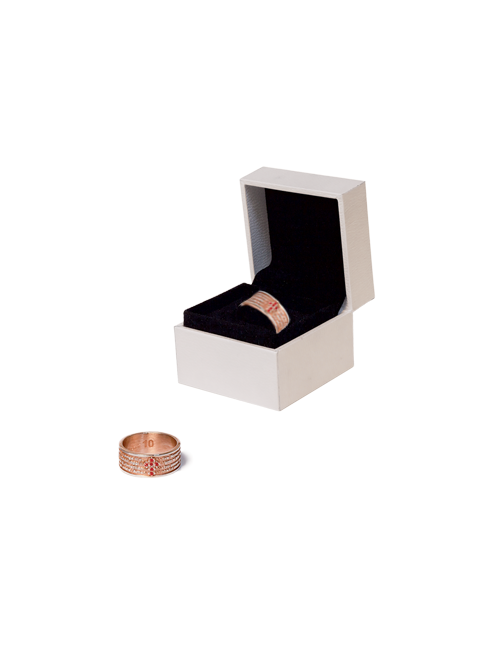 Anello Padre Nostro in Argento Color Oro Zircone Fucsia con Astuccio