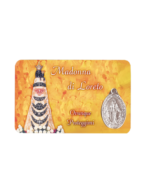 Card Plastificata Madonna di Loreto con Medaglia Miracolosa 8,6x5,4 cm 100 Pezzi