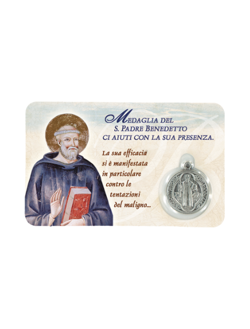Card Plastificata San Benedetto con Medaglia Miracolosa 8,6x5,4 cm 100 Pezzi