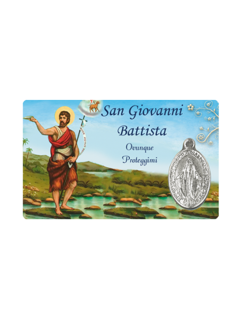 Card Plastificata San Giovanni Battista con Medaglia Miracolosa 8,6x5,4 cm 100 Pezzi