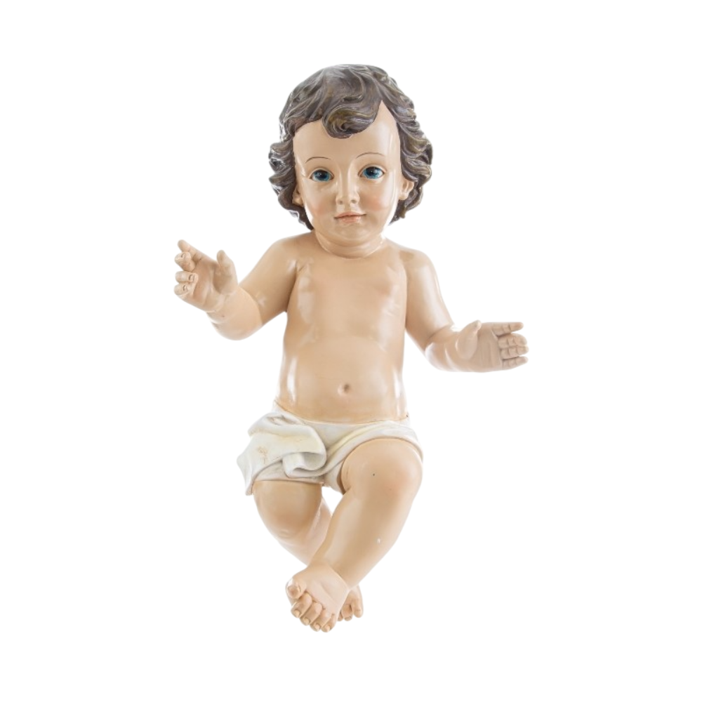 Gesù Bambino in Resina Dipinto a Mano 30 Centimetri