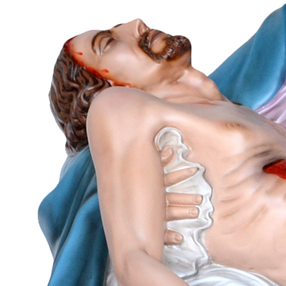 Statua Madonna Pietà 130x150 cm Decorata in Vetroresina
