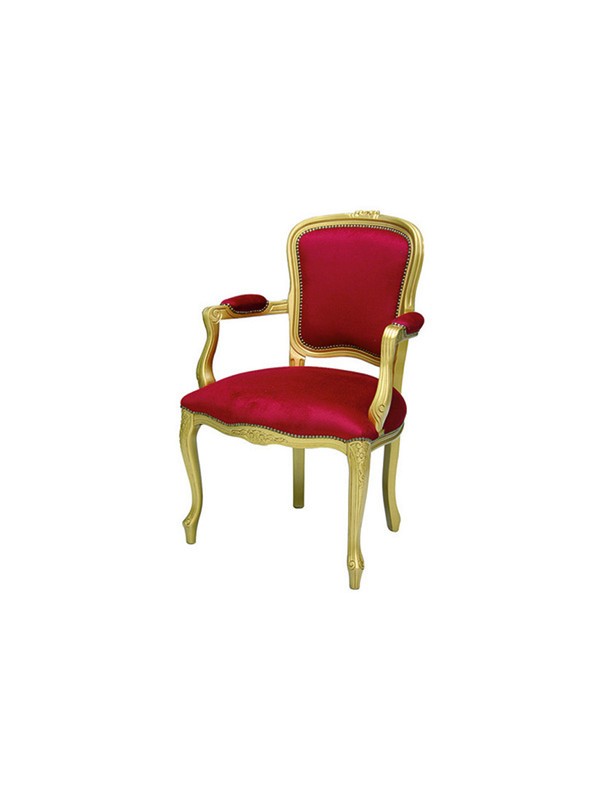 Poltrona Verniciata Oro e Rosso con Manici