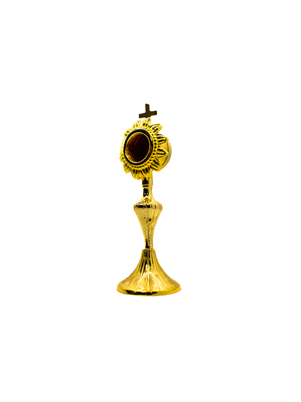 Reliquiario in Ottone Semplice con Croce Altezza 19 Centimetri