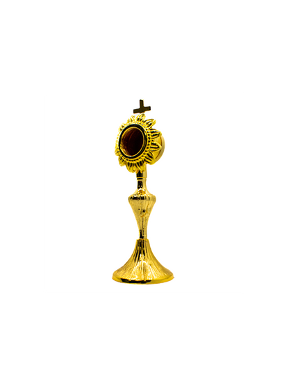 Reliquiario in Ottone Semplice con Croce Altezza 19 Centimetri