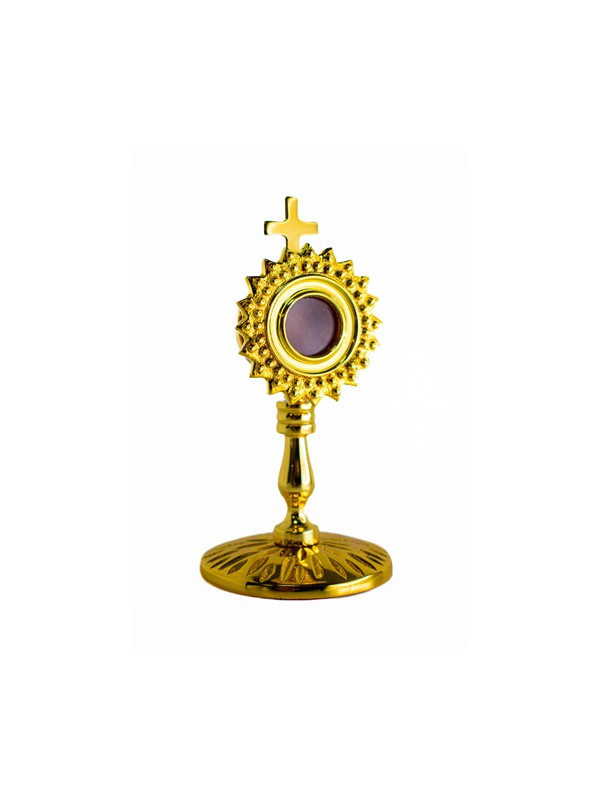 Reliquiario in Ottone Semplice con Croce Altezza 14 Centimetri