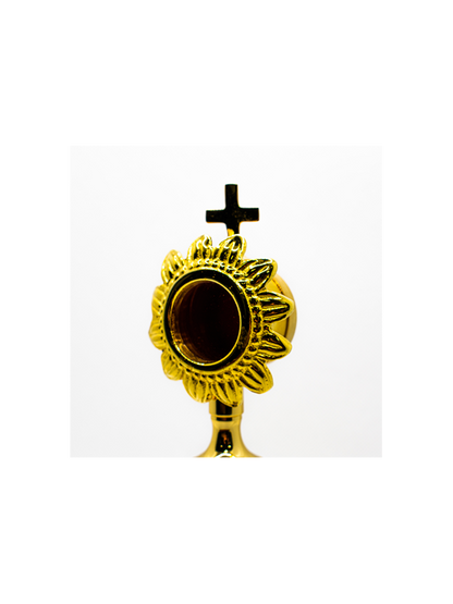 Reliquiario in Ottone Semplice con Croce Altezza 19 Centimetri