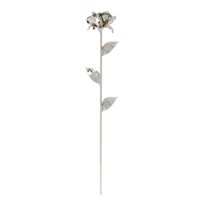 Rosa con Stelo in Ottone 40 cm Finitura Argentata