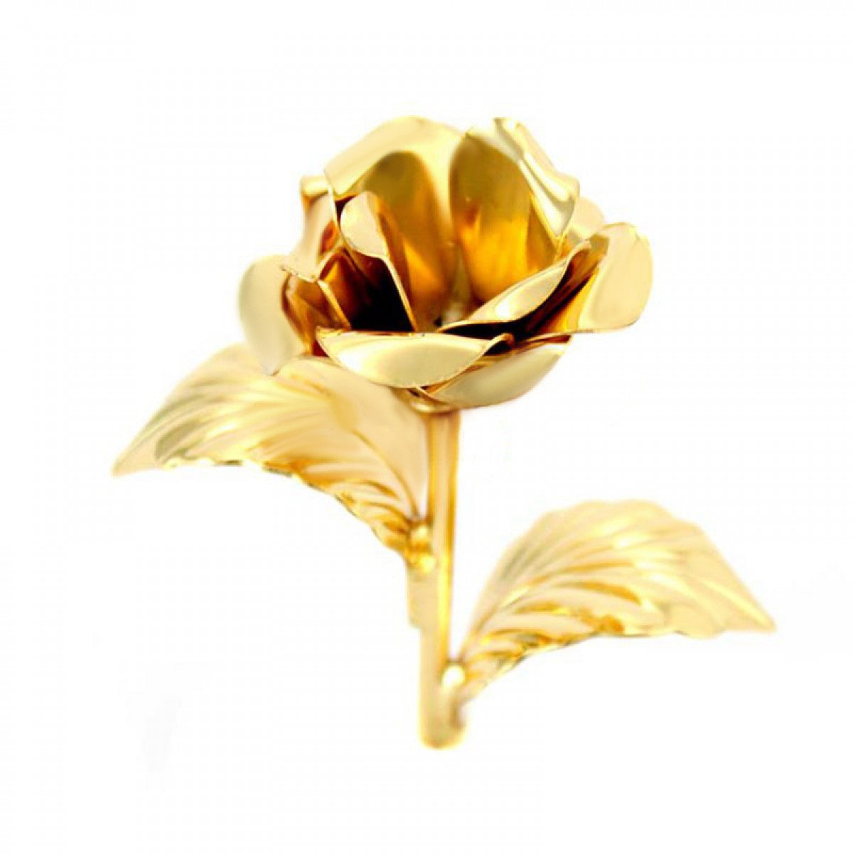 Rosa con Stelo in Ottone 10 cm Finitura Dorata