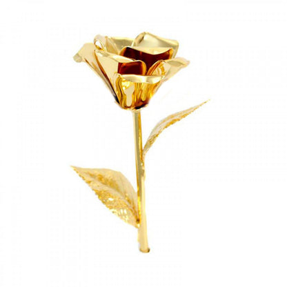 Rosa con Stelo in Ottone 20 cm Finitura Dorata