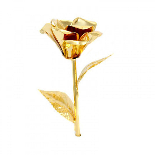 Rosa con Stelo in Ottone 20 cm Finitura Dorata