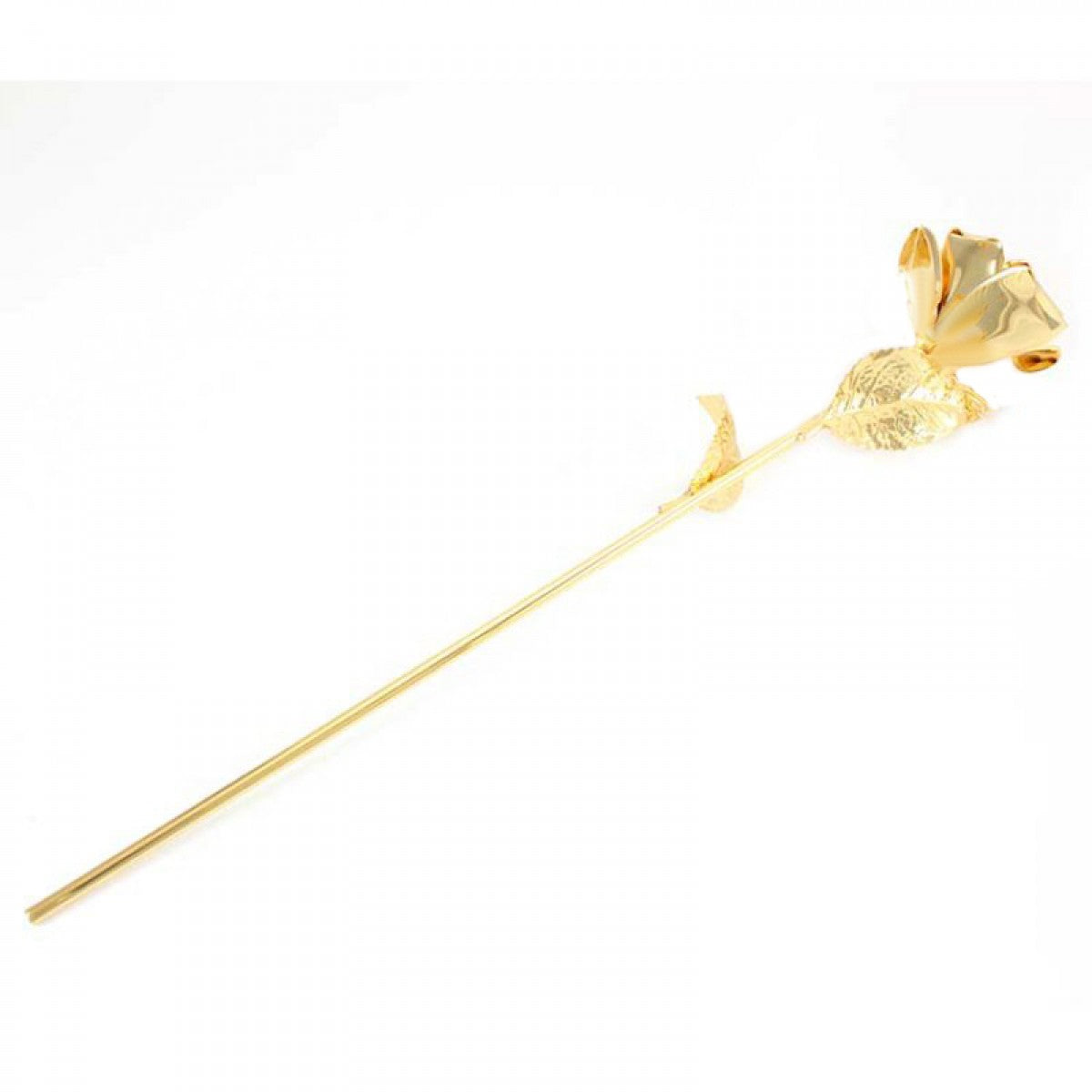 Rosa con Stelo in Ottone 30 cm Finitura Dorata