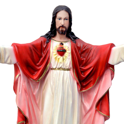 Statua Gesù Sacro Cuore Braccia Aperte 65 cm in Resina