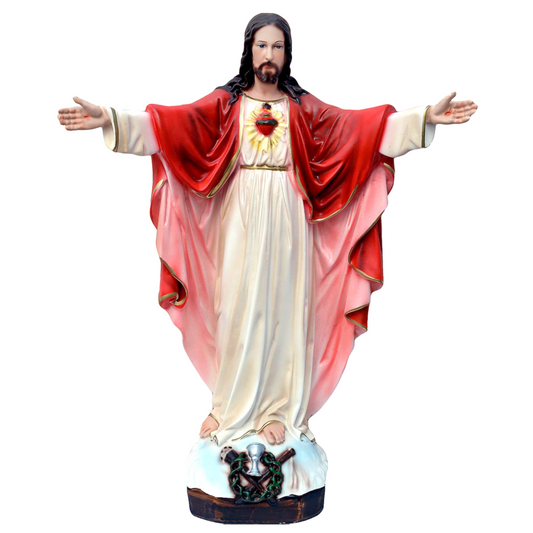 Statua Gesù Sacro Cuore Braccia Aperte 65 cm in Resina