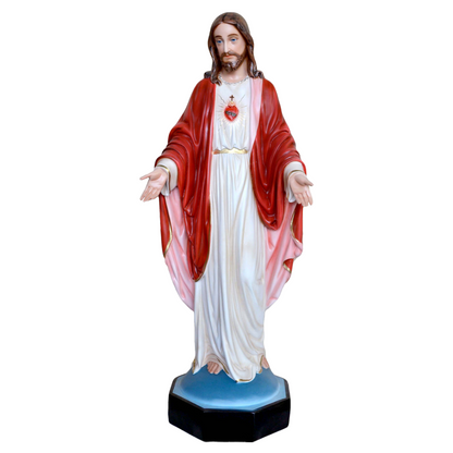Statua Gesù Sacro Cuore Braccia Aperte 110 cm in Resina