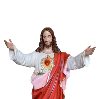 Statua Gesù Sacro Cuore Braccia Aperte 130 cm in Resina